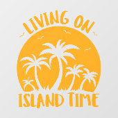 島の時間に住むヤシの木と夕日 ウィンドウサイン (シート)