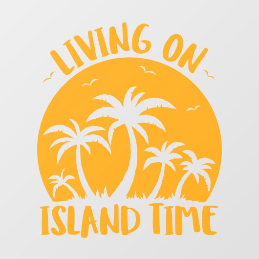 島の時間に住むヤシの木と夕日 ウィンドウサイン (シート)