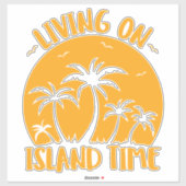 島の時間に住むヤシの木と夕日 シール (シート)