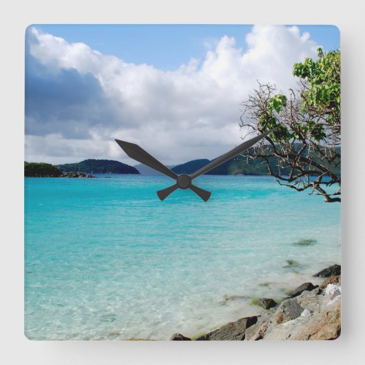 島の時間、大きい柱時計 スクエア壁時計 (正面)