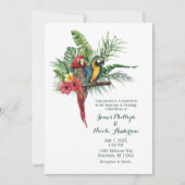 島の楽園の鳥たちトロピカルフラワーのウェディング 招待状 (正面)