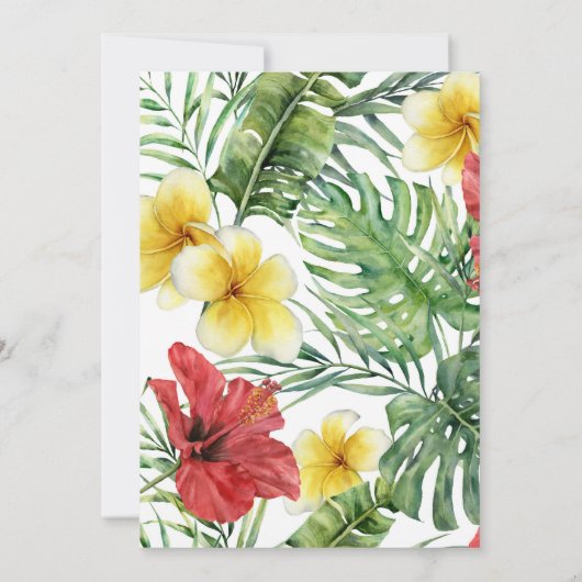 島の楽園の鳥たちトロピカルフラワーのウェディング 招待状 (裏面)