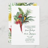 島の楽園の鳥たちトロピカルフラワーのウェディング 招待状 (正面/裏面)