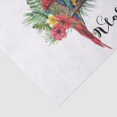 島の楽園の鳥 熱帯の花 植物画 薄葉紙 (詳細)