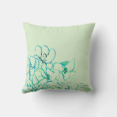 島の熱帯蘭の枕-青緑 クッション (裏面)