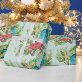 島の生活とクリスマスシーシーンオーナメント ラッピングペーパー