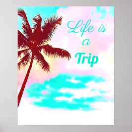 島の生活の熱帯性ヤシの木 ポスター