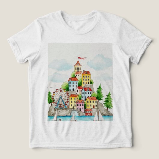 島の町 トライブレンドTシャツ (デザイン正面)