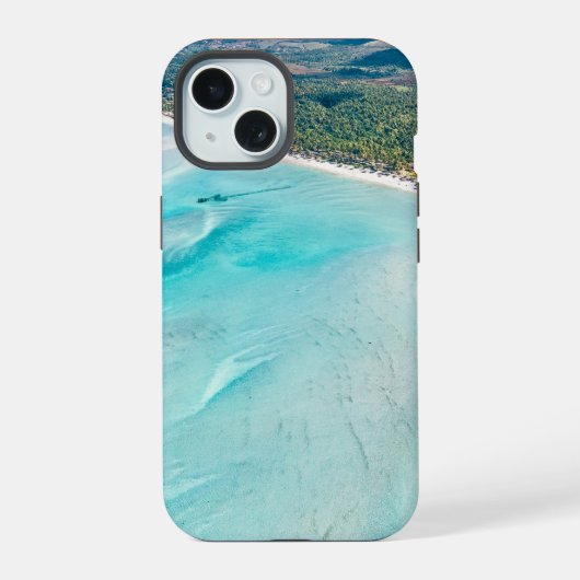 島の空中ビュー iPhone 15ケース (裏面)