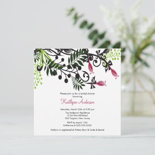 島の花柄の花のブライダルシャワーの招待状 招待状 (スタンド正面)