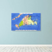 島の詳細地図 キャンバスプリント (インサイチュ (ウッドフロア))