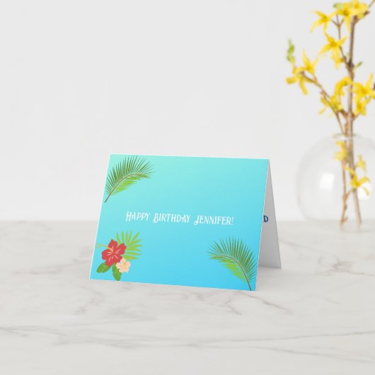 島の逃避カスタマイズ可能なグリーティング カード (黄色い花)