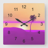 島の金ゴールドと紫 スクエア壁時計 (正面)