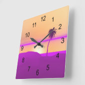 島の金ゴールドと紫 スクエア壁時計 (傾斜)