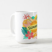 「島の雰囲気：夏のTシャツデザイン コーヒーマグカップ (正面左)