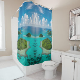 「島オアシス熱帯列島 シャワーカーテン