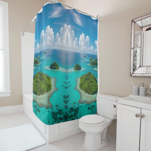 「島オアシス熱帯列島 シャワーカーテン (インサイチュ)