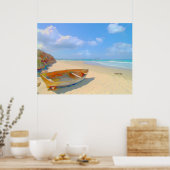 島カラフルのビーチボカリブのート ポスター (キッチン)