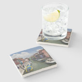 島カラフルの運河に沿った住宅 ストーンコースター (横)