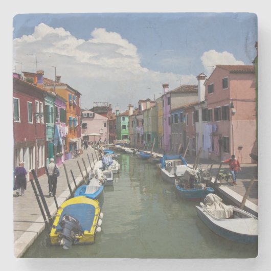 島カラフルの運河に沿った住宅 ストーンコースター (正面)