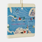 島カリブの々の図解入りの、写真付きの地図 セラミックオーナメント (右)