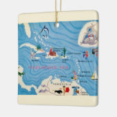 島カリブの々の図解入りの、写真付きの地図 セラミックオーナメント (左)