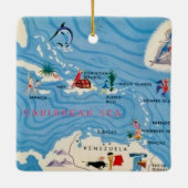 島カリブの々の図解入りの、写真付きの地図 セラミックオーナメント (裏面)