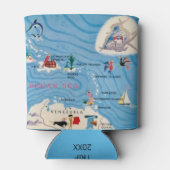 島カリブの々の図解入りの、写真付きの地図 缶クーラー (裏面)