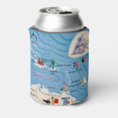 島カリブの々の図解入りの、写真付きの地図 缶クーラー (缶裏面)