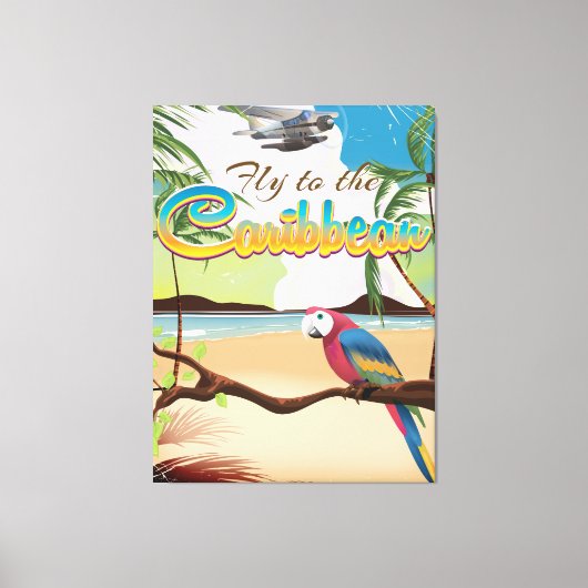 島カリブのヴィンテージレトロ旅行ポスター キャンバスプリント (正面)