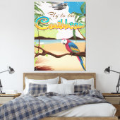 島カリブのヴィンテージレトロ旅行ポスター キャンバスプリント (インサイチュ (寝室))