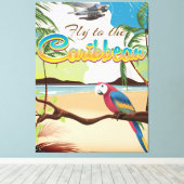 島カリブのヴィンテージレトロ旅行ポスター キャンバスプリント (インサイチュ (ウッドフロア))