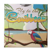 島カリブのヴィンテージレトロ旅行ポスター タイル (正面)