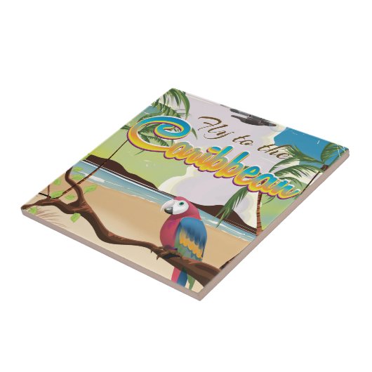 島カリブのヴィンテージレトロ旅行ポスター タイル (側面)