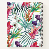 島スタイルトロピカルパターンとモノグラム ノートブック (裏面)