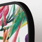 島スタイルトロピカルパターンとモノグラム ピックルボールラケット (左詳細)