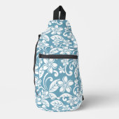 島プルメリアの石板ブルー スリングバッグ (正面)