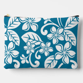 島プルメリアの青いパタカリブのーン アクセサリーポーチ