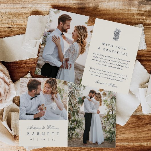 島ヴィンテージパイナップル数々のフォト結婚ズ サンキューカード