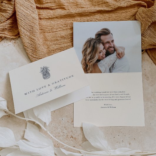 島ヴィンテージパイナップル結婚の写真 サンキューカード