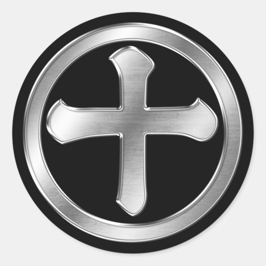 島津氏家紋シルバークロム ラウンドシール (正面)