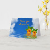 島海オレンジ色の花をパーソナライズしてくれてありがとう カード (黄色い花)