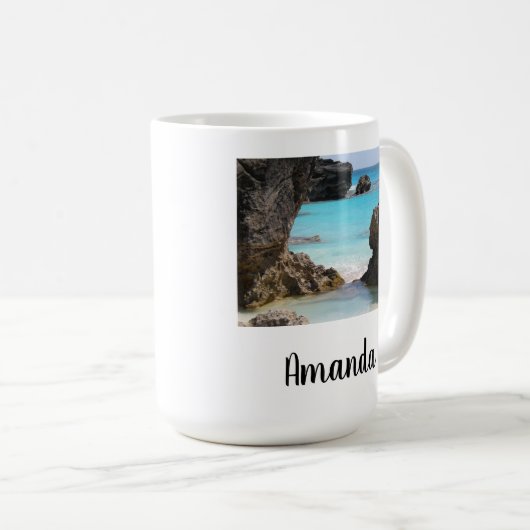 島海岸と熱帯海の写真 コーヒーマグカップ (正面右)