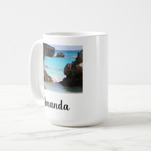 島海岸と熱帯海の写真 コーヒーマグカップ (正面左)