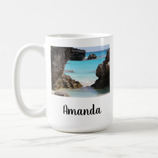島海岸と熱帯海の写真 コーヒーマグカップ (左)