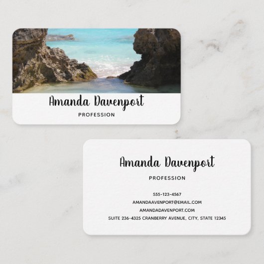島海岸と熱帯海の写真 名刺 (正面/裏面)