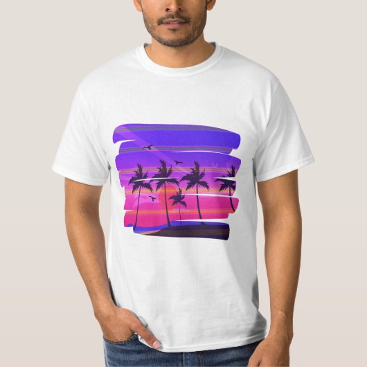 島、ビーチ、ヤシの木 Tシャツ (正面)