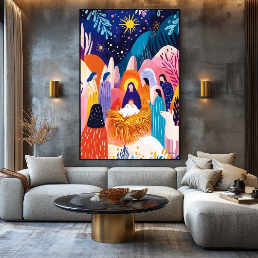 崇拝の羊飼いの鮮やかなフォヴィストのビジョン キャンバスプリント