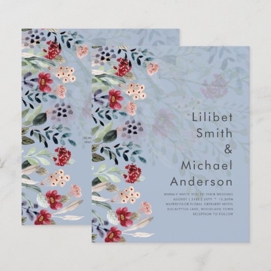 崇高なブルゴーニュの青結婚い花エレガントの (正面/裏面)