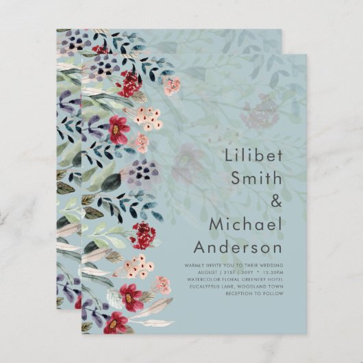 崇高なブルゴーニュの青結婚い花エレガントの (正面/裏面)